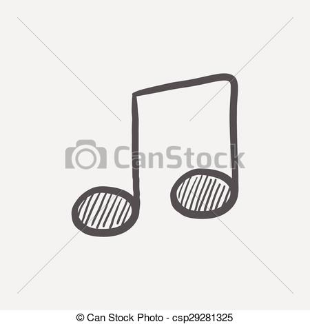 450x470 Drawn Music Notes Line Drawing - Musical Notes Sketch