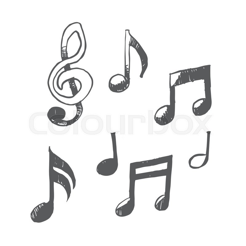 800x800 Freehand Simple Drawn Musical Notes, Vector Illustration Sketch - Musical Notes Sketch