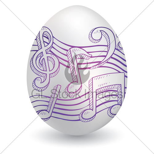500x500 Music Notes On Easter Egg Sketch Gl Stock Images - Musical Notes Sketch