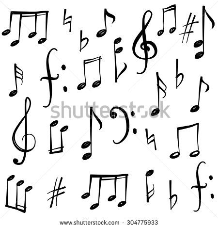 450x470 Music Notes And Signs Set. Hand Drawn Music Symbol Sketch - Musical Notes Sketch