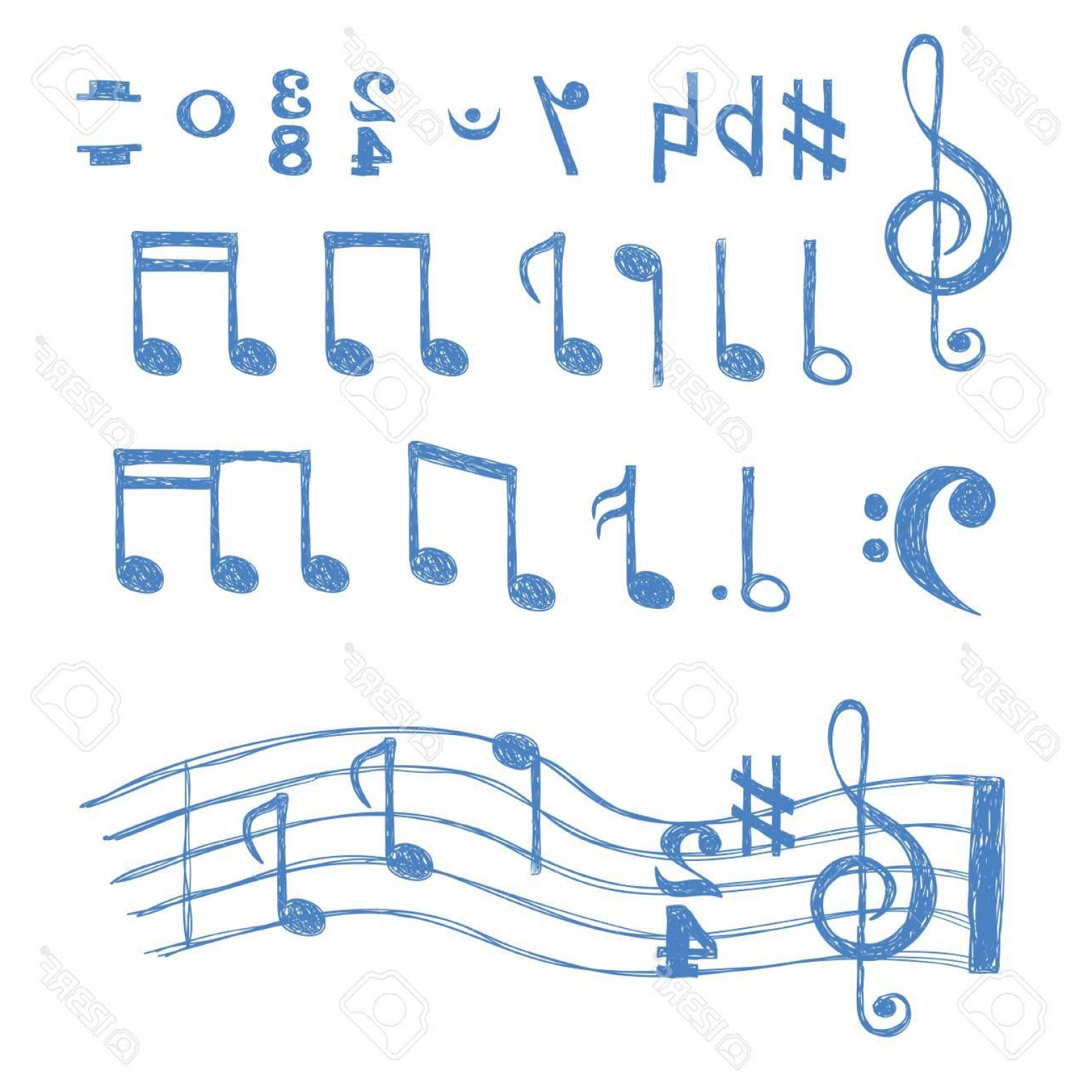 1560x1560 Photostock Vector Music Notes Set Collection Of Sketch Music - Musical Notes Sketch