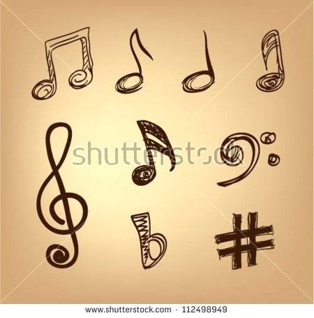 450x455 Drawing Music Note Created From Words Illustration Line Notes - Musical Notes Sketch