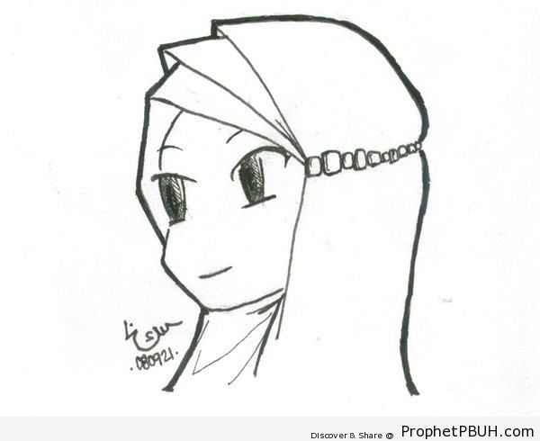 600x490 Muslim Girl Sketch Drawings Prophet Pbuh (Peace Be Upon Him) - Muslim Girl Sketch
