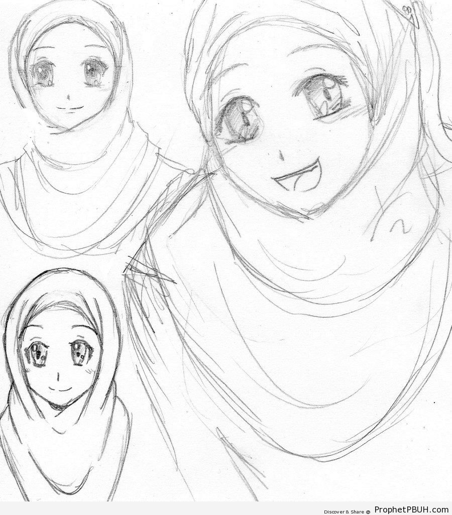 900x1026 Muslim Girl Sketches Drawings Prophet Pbuh (Peace Be Upon Him) - Muslim Girl Sketch