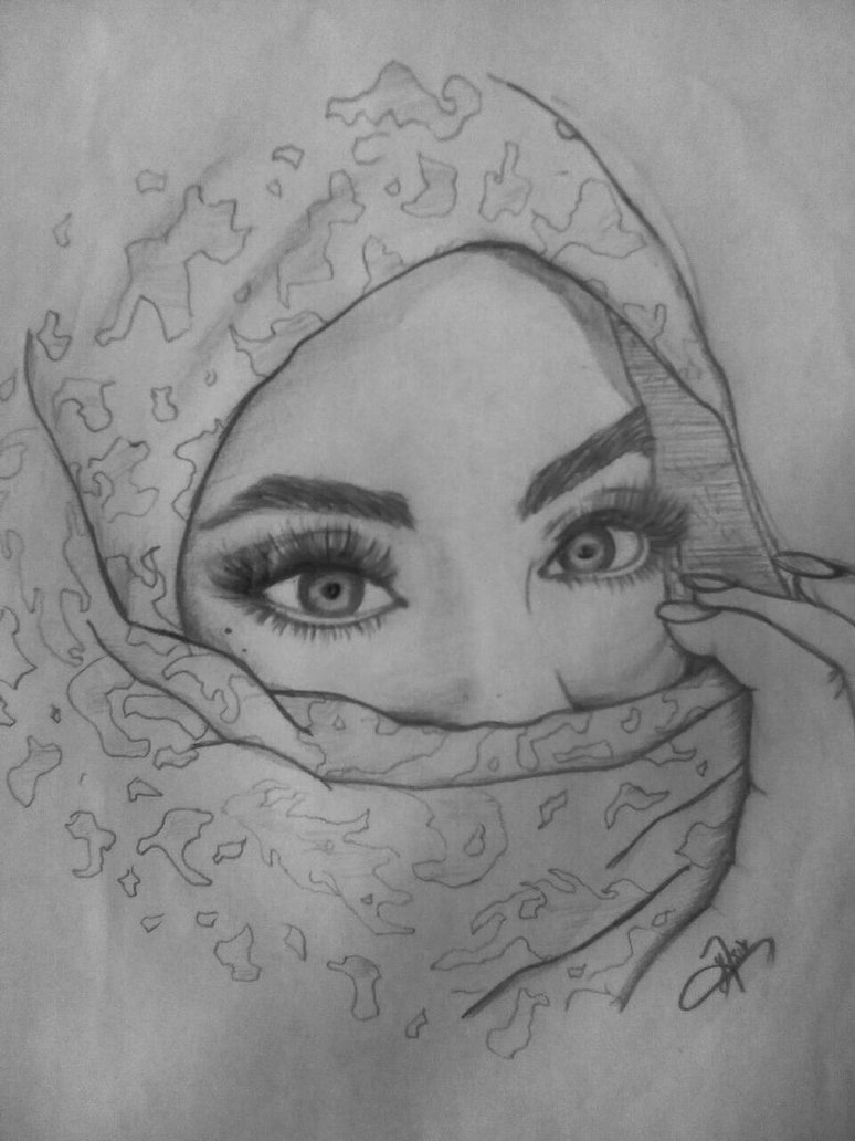 Muslim Girl Sketch At Paintingvalley Com Explore Collection Of
