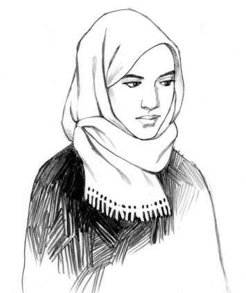 355x422 A Brief History Of The Veil In Islam Facing History And Ourselves - Muslim Girl Sketch