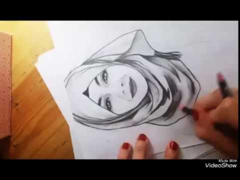 480x360 Drawing Hijab Girl - Muslim Girl Sketch