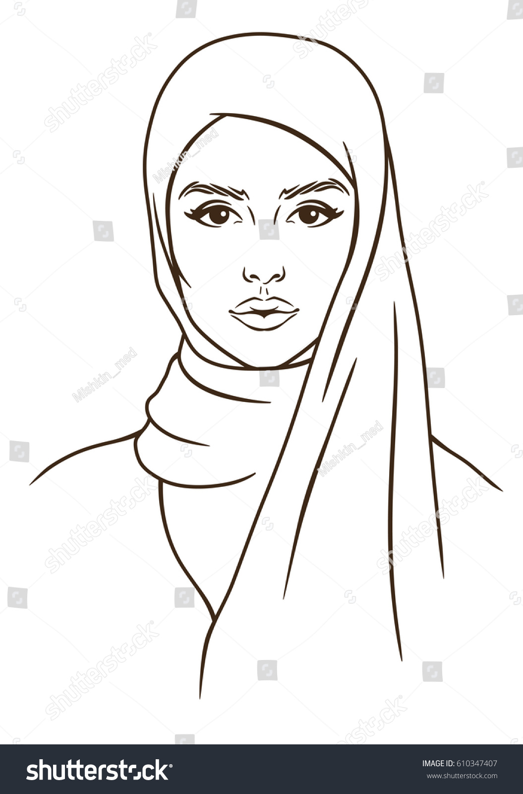 Muslim Woman Sketch at PaintingValley.com | Explore collection of ...