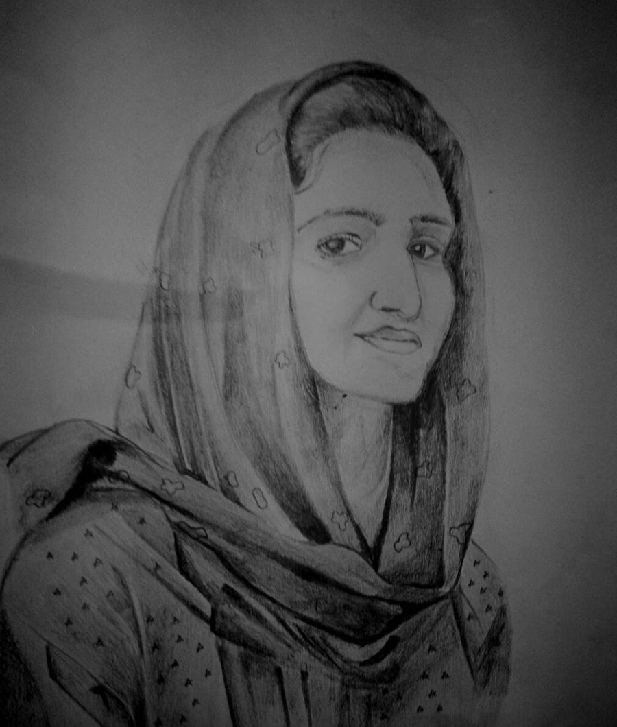 900x1060 Sketches Of Muslim Girls Pencil Drawing Of Muslim Girls Face - Muslim Woman Sketch