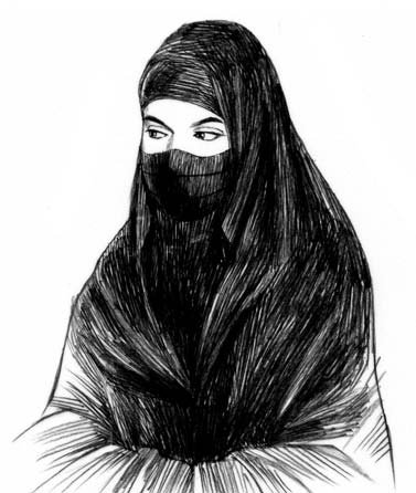 377x446 A Brief History Of The Veil In Islam Facing History And Ourselves - Muslim Woman Sketch