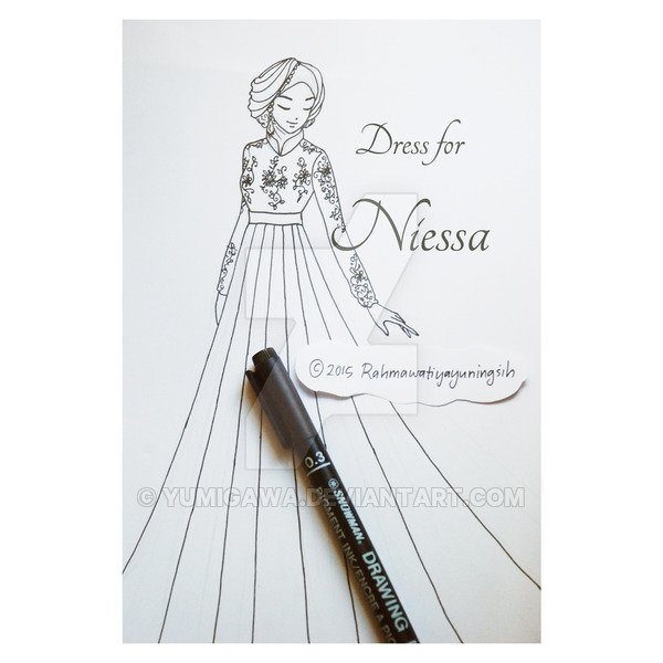 600x600 Dress For Niessa Sketch By Yumigawa - Muslimah Sketch