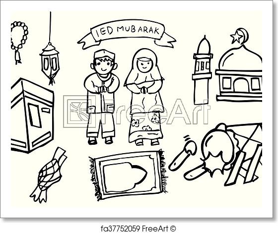 560x470 Free Art Print Of Indonesia Muslim Item - Muslimah Sketch