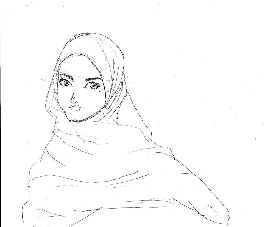 Muslimah Sketch at PaintingValley.com | Explore collection of Muslimah ...