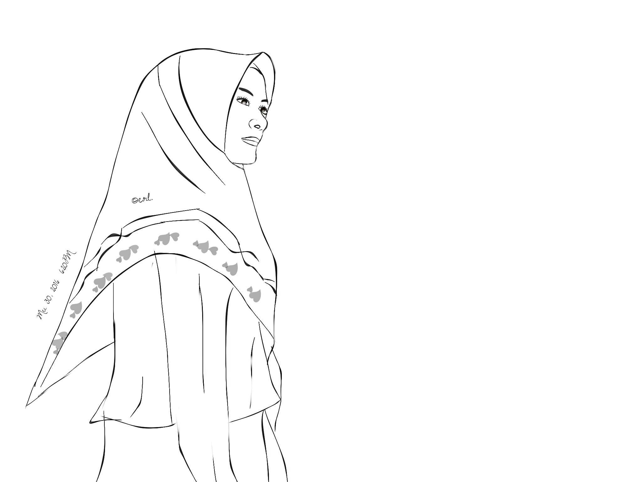 2048x1536 Hijab Muslimah Cartoon Sketch Ilustrasi Draw Woman - Muslimah Sketch