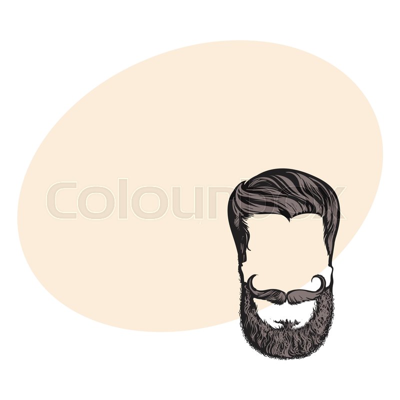 800x800 Hand Drawn Hipster Hairstyle, Beard And Mustache, Sketch Style - Mustache Sketch