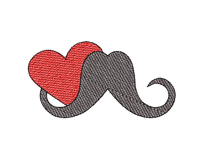 737x566 Mustache Heart Sketch Embroidery Design Hug A Bug Applique - Mustache Sketch