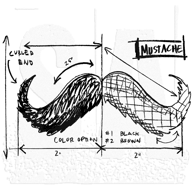800x800 Tim Holtz Wood Mounted Stamp - Mustache Sketch