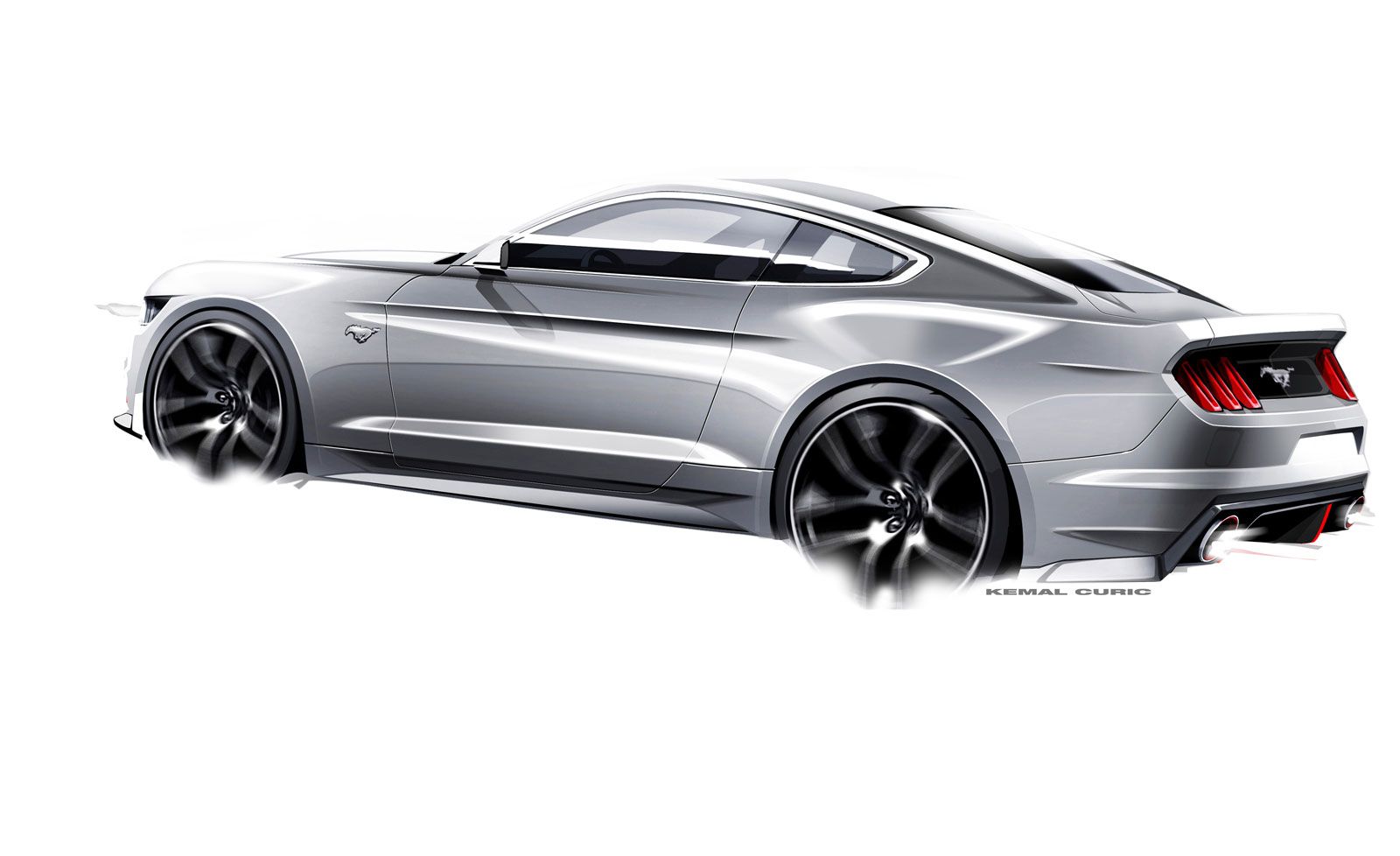 1600x978 Ford Mustang Design Sketch By Kemal Curic Concept Sketch - Mustang Car Sketch