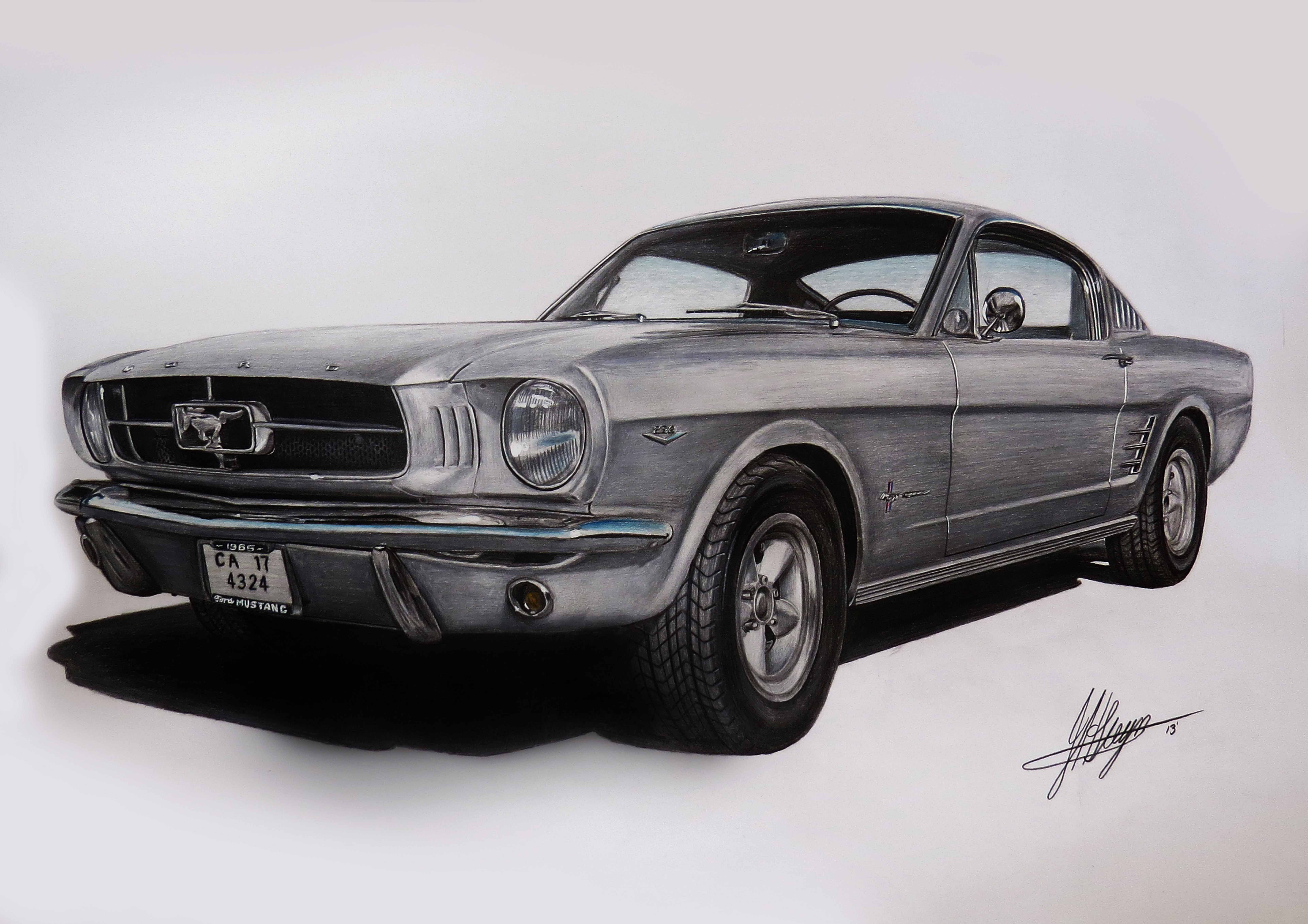 6622x4677 Ford Mustang Car Drawing, Muscle Car. Car Drawings In Pencil - Mustang Car Sketch