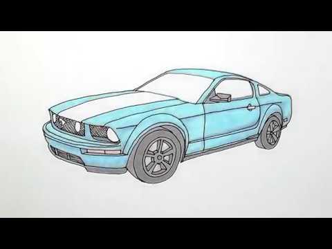 480x360 How To Draw A Car Ford Mustang Gt - Mustang Car Sketch