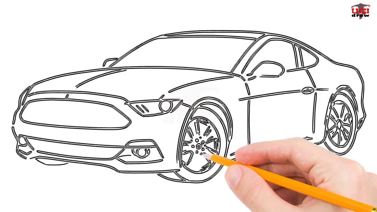 1280x720 How To Draw A Mustang Car Step By Step Easy For Beginnerskids - Mustang Car Sketch