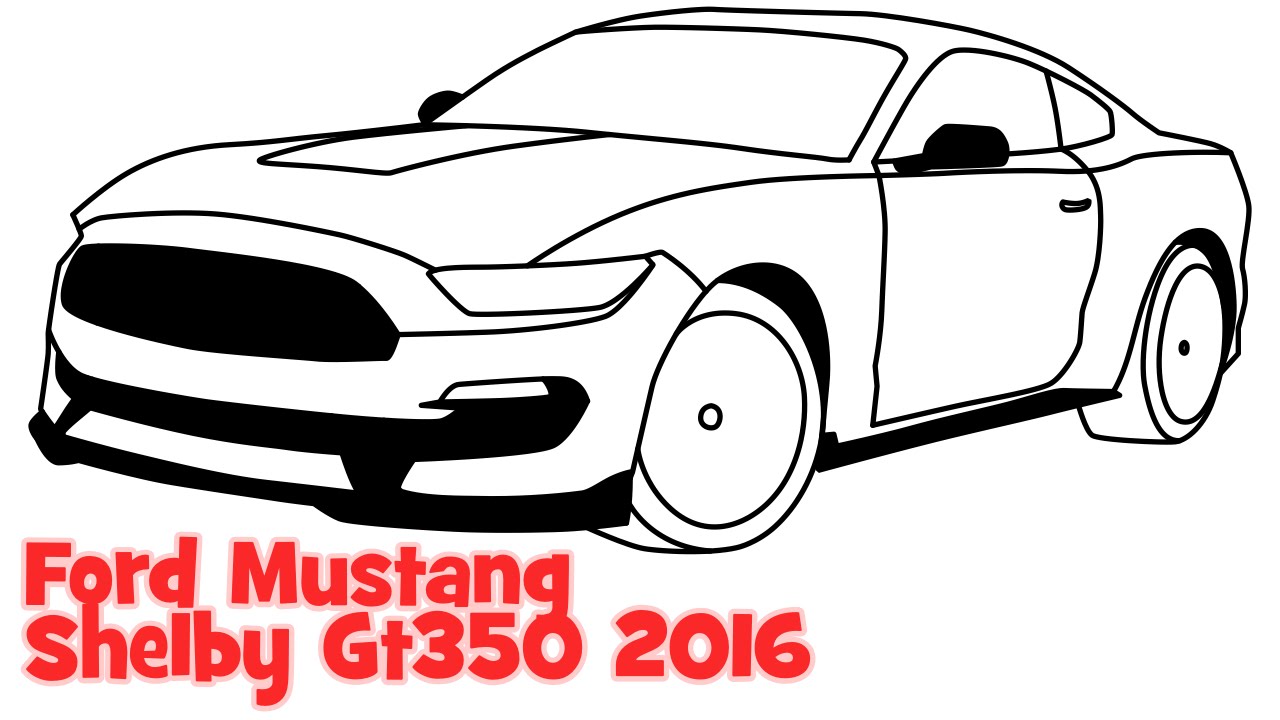 1280x720 How To Draw A Car Ford Mustang Shelby Gt350 2016 Step By Step Easy - Mustang Car Sketch