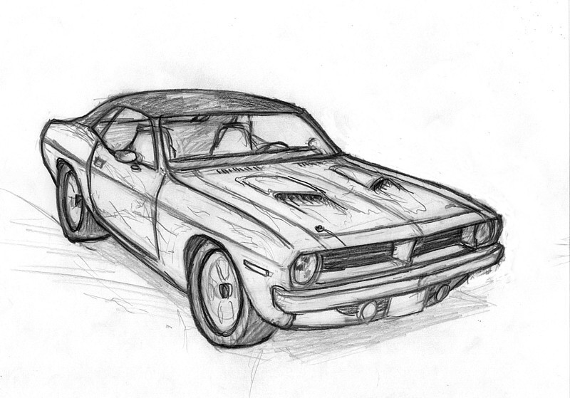 800x559 Muscle Car Sketch By Leovictor - Mustang Car Sketch