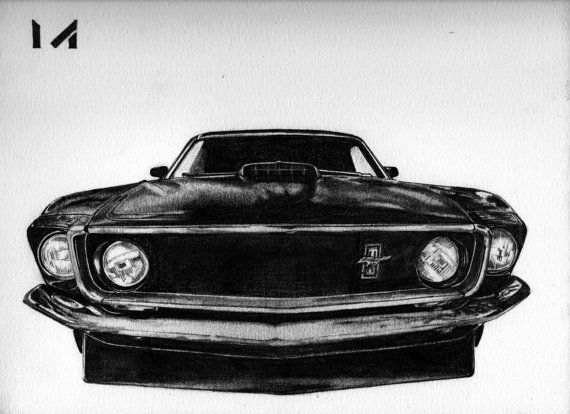 570x414 Mustang Car Sketching By Morphosid On Etsy Morphos Illustration - Mustang Car Sketch