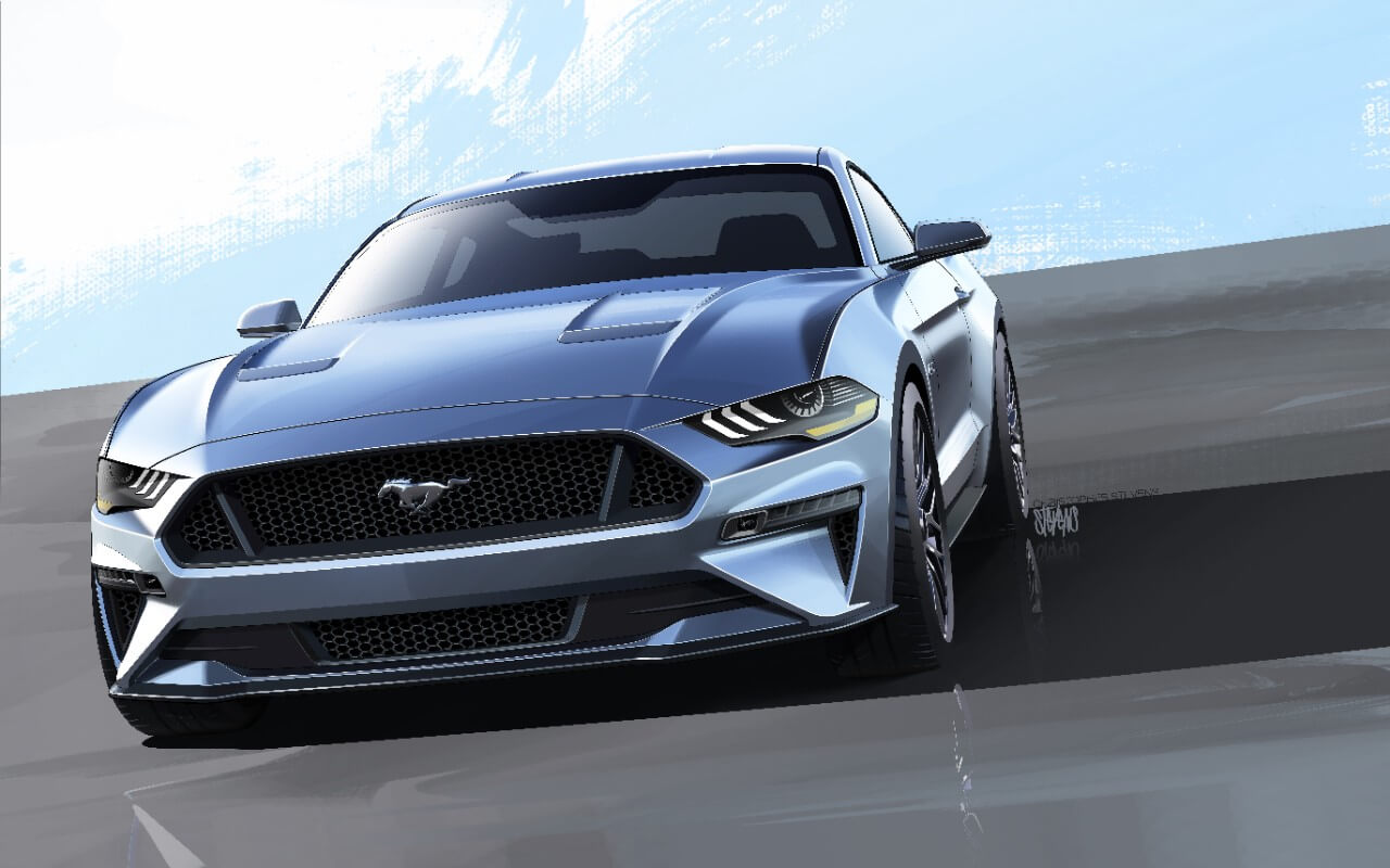 1280x800 2018 Mustang Refresh Released 2018 Mustang Photos Cj Pony Parts - Mustang Car Sketch