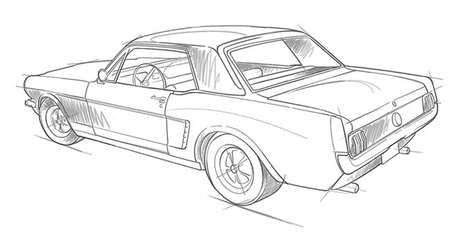 670x356 Drawn Car Mustang - Mustang Car Sketch