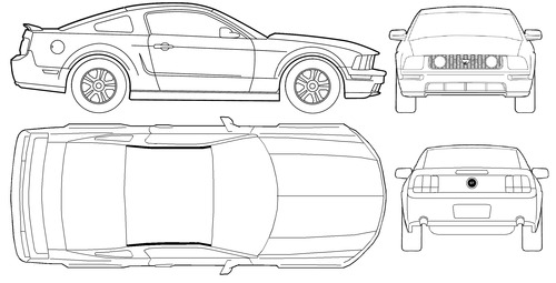 500x255 Blueprints Gt Cars Gt Ford Gt Ford Mustang Gt (2011) - Mustang Gt Sketch