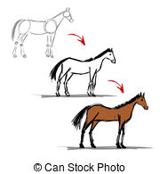 180x195 Sketch Of Wild Mustang Horse For Equine Design. Beautiful Wild - Mustang Horse Sketch