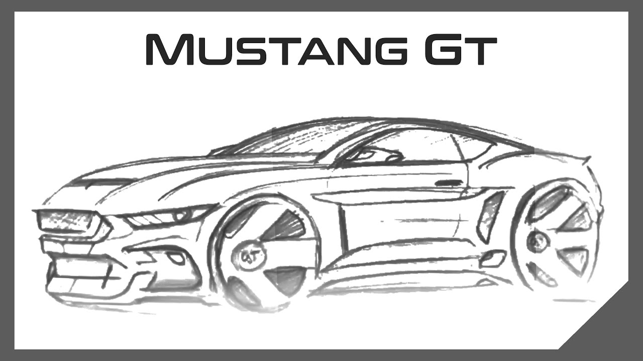 1280x720 How To Draw Cars 2015 Ford Mustang Gt Sketch - Mustang Sketch