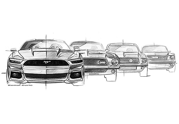 628x434 See Exclusive Sketches Of The 2015 Ford Mustang Photos Gq - Mustang Sketch