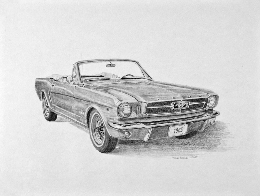 900x680 1965 Ford Mustang Sketch Hand Drawn Cars Mustang - Mustang Sketch