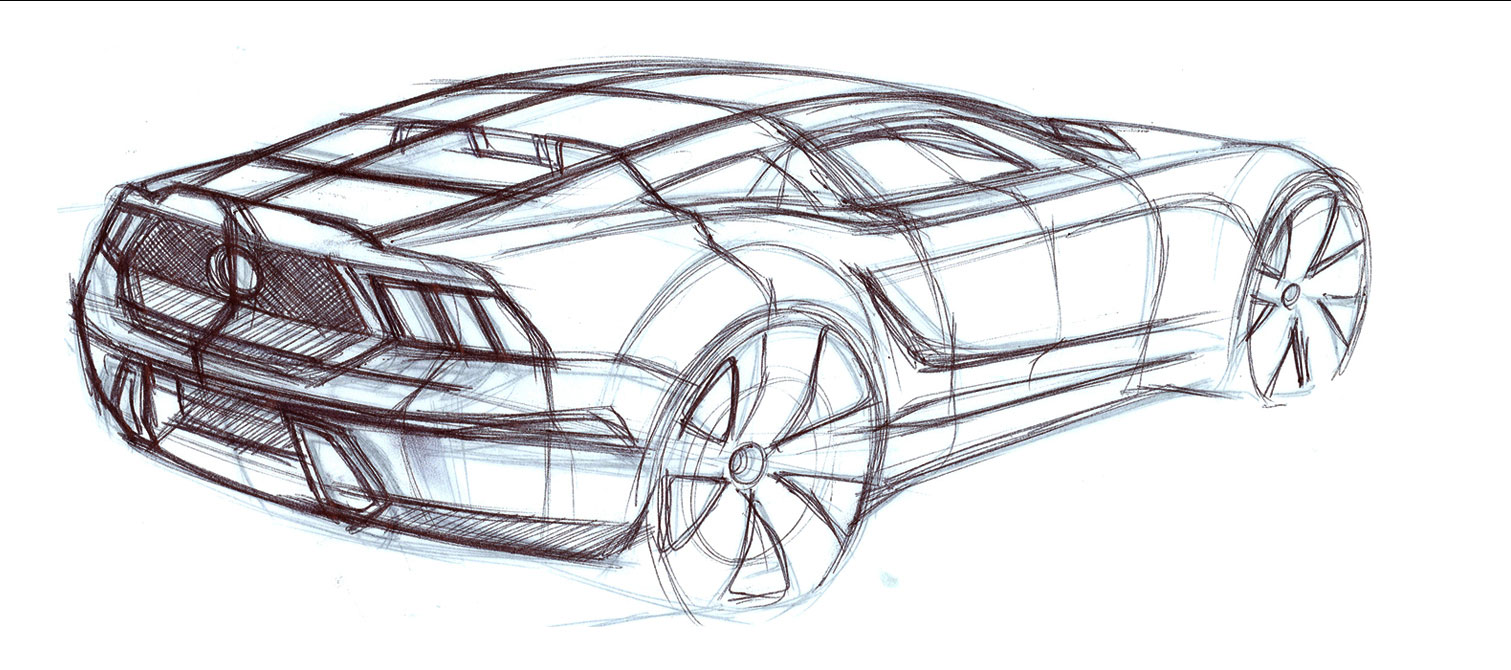 1511x670 2015 Ford Mustang Supercar Sketches - Mustang Sketch