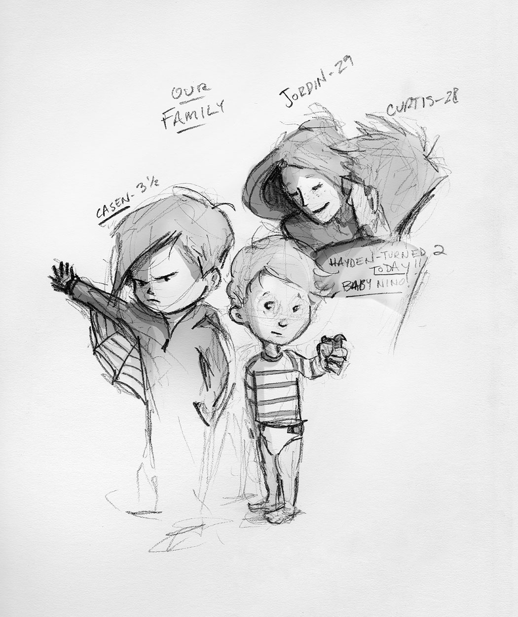 1050x1250 The Drawings Of Curtis Wiklund - My Family Sketch