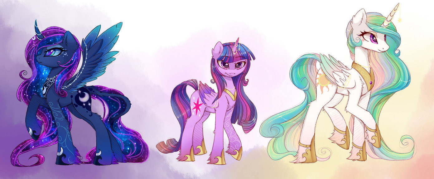 1392x574 Princesses Sketch By Magnaluna My Little Pony Friendship Is - My Little Pony Friendship Is Magic Sketches