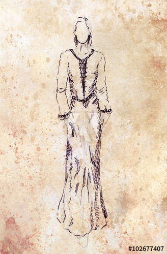 328x500 Sketch Of Mystical Woman In Beautiful Ornamental Dress Inspired By - Mystical Sketch