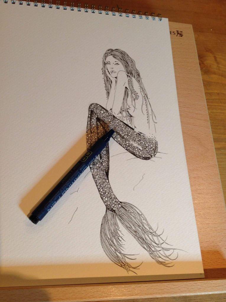 765x1024 Doodleicious Art On Twitter Sketching Out A Mermaid - Mystical Sketch