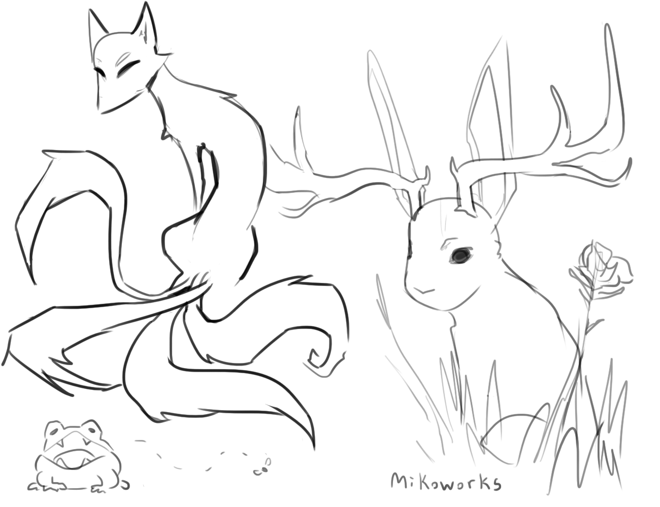 1300x1000 Mythical Creatures Sketches By Mikoworks - Mythical Sketches
