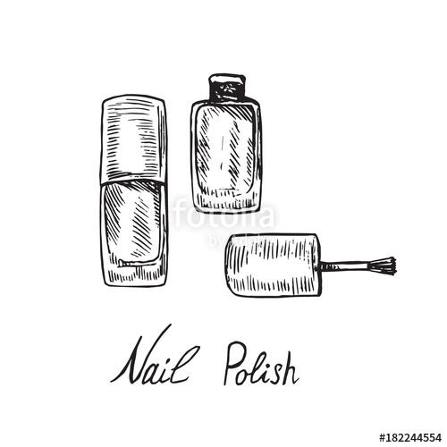 500x500 Nail Polish, Hand Drawn Doodle Sketch With Inscription, Isolated - Nail Polish Sketch