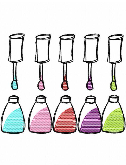 489x640 Nail Polish Sketch Embroidery Design Jazzy Zebra Designs - Nail Polish Sketch