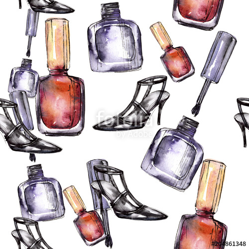 500x500 Nail Polish Colorful Sketch Fashion Glamour Illustration. Clothes - Nail Polish Sketch