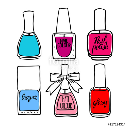 500x500 Colored Sketch Nail Polishes Stock Image And Royalty Free Vector - Nail Polish Sketch
