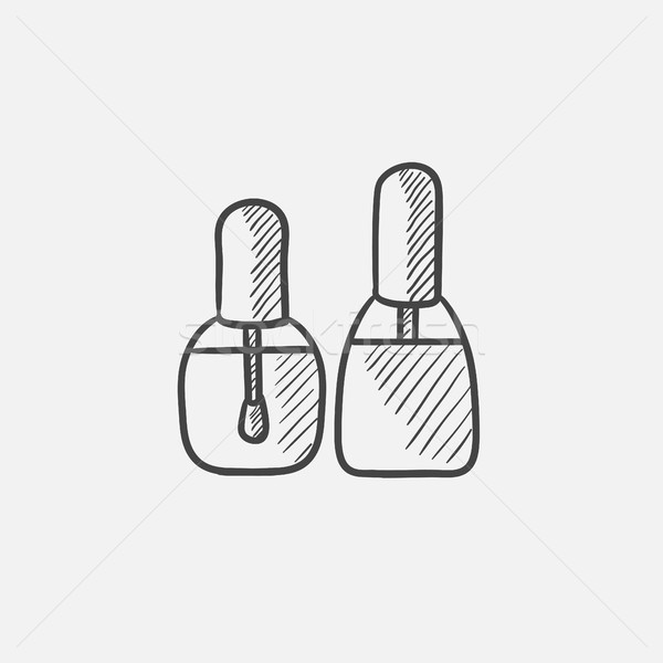 600x600 Bottles Of Nail Polish Sketch Icon. Vector Illustration Andrei - Nail Polish Sketch