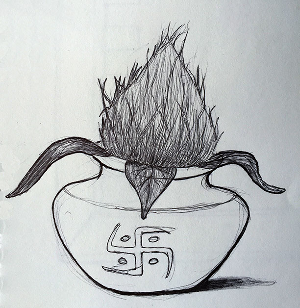 612x628 Sarjan Vicharo Roughly Translates To Creative Thoughts Or - Namaste Sketch