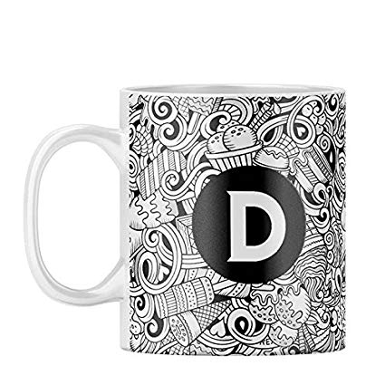 425x425 Yubingo Designer Printed Coffee Mug Name Starting D (Ice Cream - Name Sketch