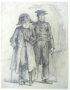 234x300 Rare! Pencil Drawing In The Mount Caricature On Napoleon Signed - Napoleon Sketch