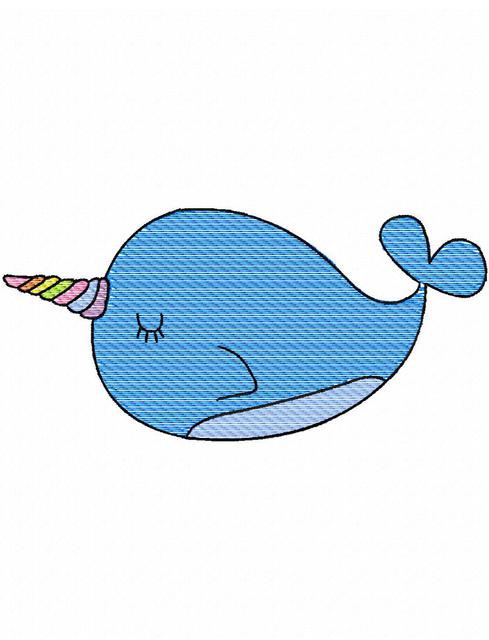 489x640 Narwhal Sketch Embroidery Design - Narwhal Sketch
